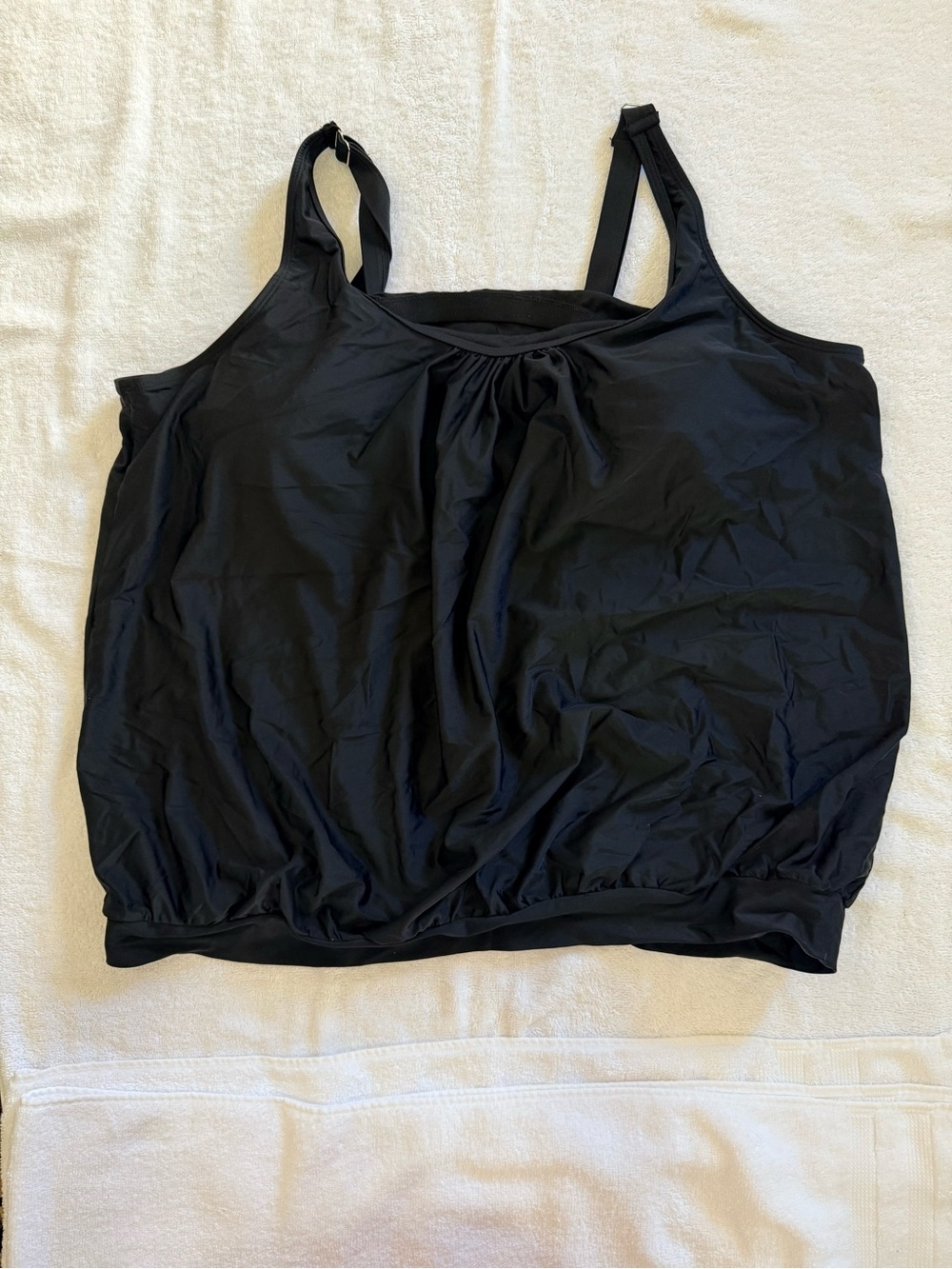 22W Lands’ End Black Women's Tankini swim Top with Adjustable Straps